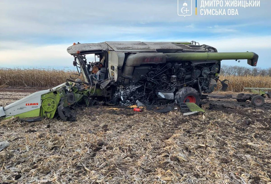 Pancerny kombajn? Potężny Claas Lexion wjechał na minę [FOTO]