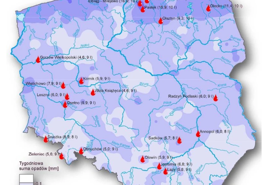 Mimo opadów deszczu nadal małe zapasy wody