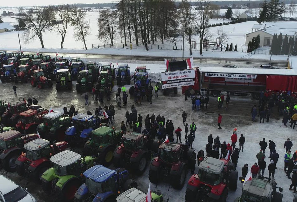 Rolnicy pokazali siłę. W Hrubieszowie przeciwko napływowi zboża z Ukrainy protestowało kilkaset osób [WIDEO]