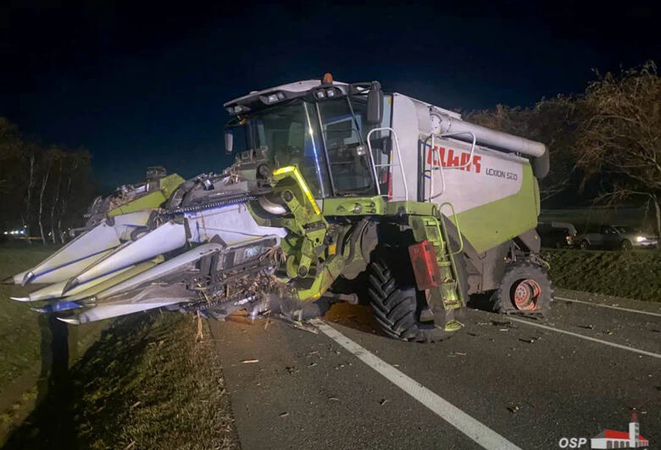 Koszmarne zderzenie kombajnu, ciężarówki i małego Suzuki. 65-latek ZGINĄŁ na miejscu