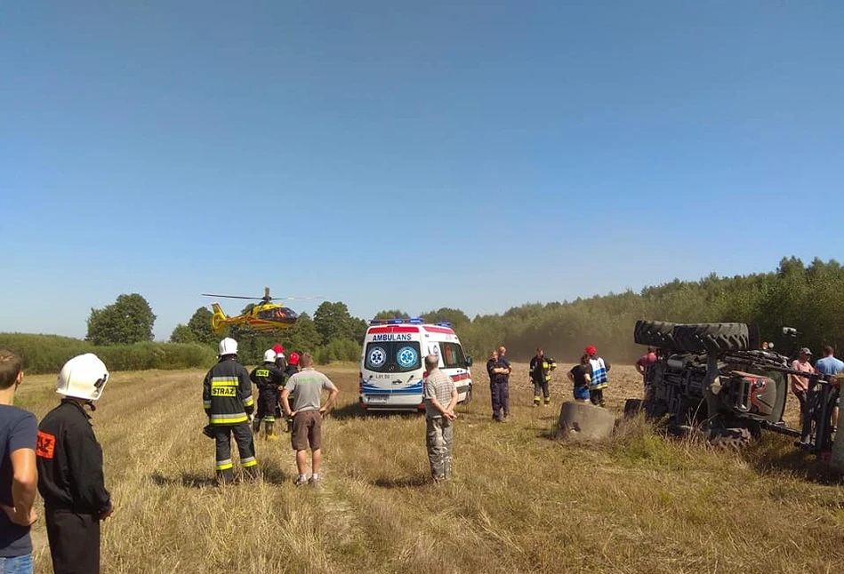 Puławy: rolnik przygnieciony przez ciągnik. Potrzebna pomoc LPR