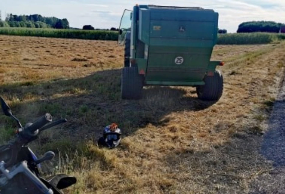 Zderzenie ciągnika z motocyklem. Traktorzysta z promilami