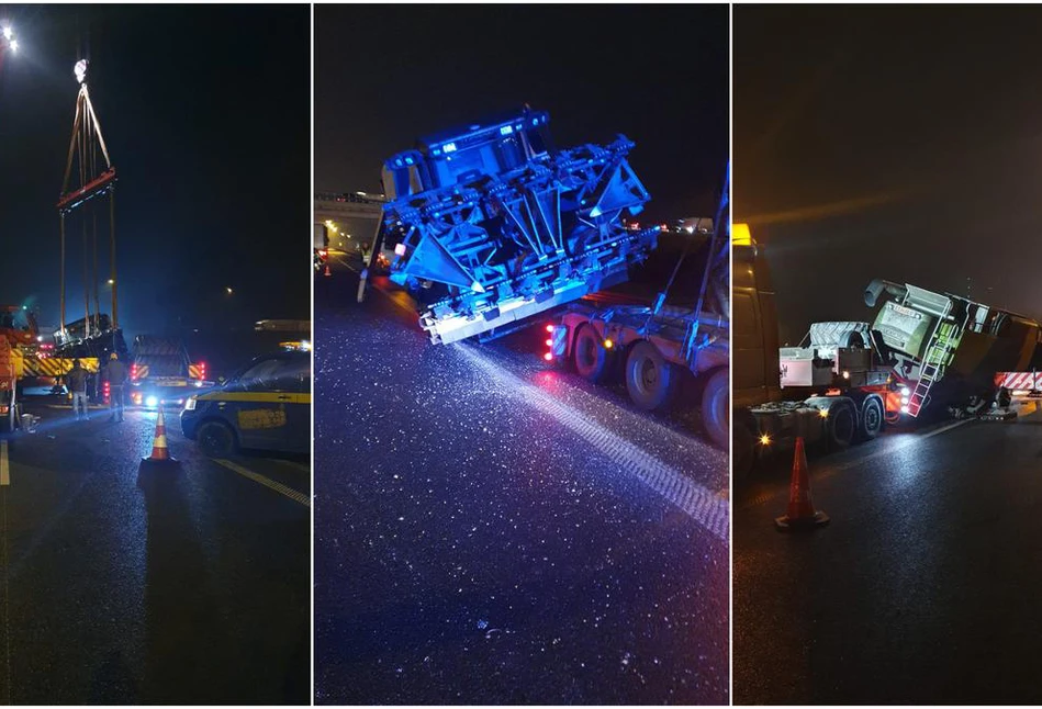 Kombajn zablokował autostradę A2 pod Poznaniem [ZDJĘCIA]